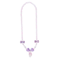 【小禮堂】美樂蒂 兒童串珠吊飾項鍊 《紫蝴蝶結款》(平輸品)