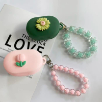 Cute Case for Anker Soundcore LIFE P2 mini Case tulips / Daisy flower Earphone Silicone cover with Keychain Lanyard life P2mini