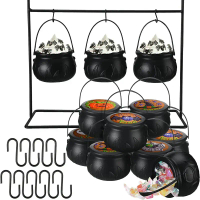 1PC Candy Cauldron Halloween Bucket Witch Basket Plastic Treat Black Pot Bowl Kettle