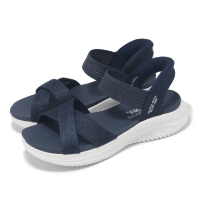 【SKECHERS】涼鞋 Ultra Flex 3 Slip-Ins 女鞋 藍白 守護地球系列 瞬穿科技 輕量 健走涼鞋(119975-NVY)