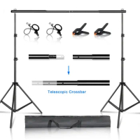2.6x3M/8.5x10ft Photo Video Studio Backdrop Background Stand, Adjustable Telescopic Background Support System with Carry Bag