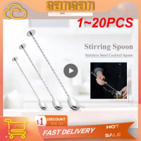 1~20PCS Stainless Steel Mixing Spoon Masher Long Handle Bar Spoon Multi-purpose Spoon Liquor Juice Drinkware For Home Kitchen