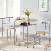 Dining Set, 3pcs Modern Dining Set with Round Table and 2 Chairs, Multiple Colors, Dining Set