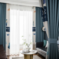 窗簾北歐簡約2020新款抖音網紅款遮光臥室客廳高檔大氣拼接撞色