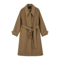 【巴黎精品】毛呢外套長款大衣-寬鬆單排扣純色女外套2色p1at6