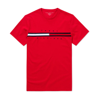 【Tommy Hilfiger】TOMMY 經典刺繡文字Logo圖案短袖T恤-紅色(平輸品)