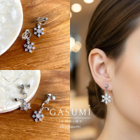 FROST - Anting Tanpa Tindik Jepit Klip Sekrup Salju Silver Kristal Elegan Wanita Snow Earclip Crysta