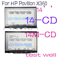 5 pcs14 Inch Touch For HP Pavilion X360 14-CD 14 CD Series Laptops LCD Display Touch Screen Digitizer Assembly
