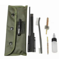 10Pcs/Set Rifle Gun Cleaning Kit M4 Brushes Rod Nylon Pouch Airsoft Shotgun Cleaner For 22LR Hunting Outdoor Cleaner Tools