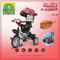 Sepeda Roda Tiga Anak Family Leone F328 HT Mainan Musik Capung Ban Karet Merah