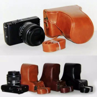 CozyShot Leather Camera case bag Grip Strap Hard For Canon Eos M10 M100 M200 With 15-45mm Lens