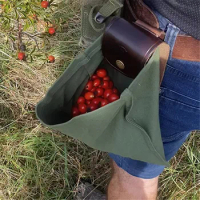 Leather and Canvas Foraging Bag Pouch Storage Bags Easy Looping Around Belts Bags for Camping Hiking
