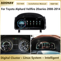 Digital Cluster For Toyota Alphard Vellfire 20series 2008-2014 LCD Dashboard Screen Instrument Panel Speedometer Virtual Cockpit