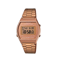 【CASIO 卡西歐】B640WC-5A 時尚復古 星期日期 多功能 LED 酒桶型 中性 電子錶 手錶 沙金 35mm(防水50米)