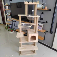 Large Solid Wood Board Cat Climbing Frame Big Cat Climbing Frame Multifunctional Cat Tree Pet Tree House Pet Supplies