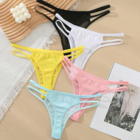 1pc Women Underwear Thin Mesh Sexy Thongs Transparent G-string Low Waist Thongs Briefs Hollow Out Traceless Panties Tangas