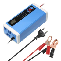 12V/24V 10A Automatic Car Battery Charger Intelligent Fast Power Charging AGM Wet Dry Lead Acid Battery With LCD Display