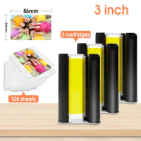 Compatible Canon Selphy 3 inch Paper Ink Cassette KP108IN Card Size 3 inch Photo Paper 108 Sheets 3 Ink for Selphy CP1300 CP1500