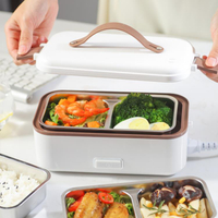 電熱飯盒不銹鋼內膽便攜插電雙層保溫上班族家用加熱飯盒蒸飯神器