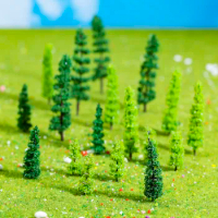 20Pcs Plastic Mini Green Pine Trees Model Artificial Miniature Tree Scenery Railroad Building Landscape Garden Decor 4/5/7/9cm