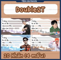 Bộ 20 Nhãn vở in hình Double2T, kích thước 7.4x4.2cm