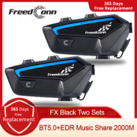 New Freedconn FX Motorcycle Intercom Wireless Bluetooth Helmet Headset FM Radio Commutator Music Share Headphone Hi Res Audio