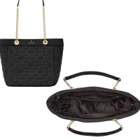【KATE SPADE】新款 小香風 金標金鍊 中小型托特包/肩背包 -氣質黑(ks 黑色 kk156 女包 女用包 女生包包)