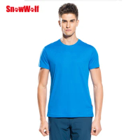 SNOWWOLF Outdoor Quick Dry UV Protection Skin T-Shirt Breathable Stretch Men Sport Shirt,For Gym Running Exercises Camping Tops