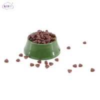 1pcs 1:12 Dollhouse Miniature Food Play Mini Doll House Pet Model Green Dog Food Bowl Food Bowl With Dry Food Accessories