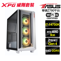 【華碩平台】i7二十核GeForce RTX 4060{弦月騎士}電競機(i7-14700K/Z790/64G/2TB)