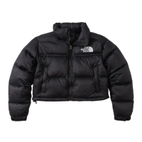 【The North Face 官方旗艦】北面UE女款黑色DWR防潑水保暖短版羽絨外套｜5GGEKX7(700蓬鬆度)