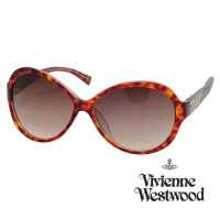 【Vivienne Westwood】英國精品時尚圖騰水鑽系列造型太陽眼鏡(VW68602-琥珀)