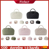 [พร้อมส่ง] Travel Makeup Bag Lightweight Puffer Makeup Pouch Open Flat Travel Toiletry Bag Portable 