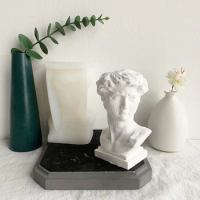 David Flower Pot Silicone Mold Portrait Plaster Cement Succulent Flower Pot Silicone Molud Ornament Candle Sharpener