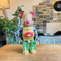 Bearbrick 400% カリモク Fragment Design BE@RBRICK 28cm Height HAROSHI Vertical Polygon Rhombus Rainbow Skateboard Wood Handmade Doll