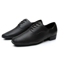 Men Leather Slip on Shoes Black Shoe Morden Leather Latin Jazz Mens Ballroom Round Stylish Dance Toe Shoes Men Boots Casual