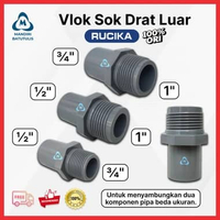 Vlok Sok Drat Luar RUCIKA Ukuran 1/2" x 3/4" - 1" x 1/2" - 3/4" x 1" Sambungan Pipa - Fitting PVC Te