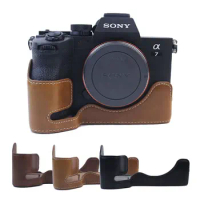 PU Leather Camera Bag Half Base Body Case Cover for Sony A7IV A7S3 A1 A7M4 A7R5 Protector