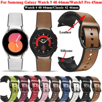 20mm Leather Straps For Samsung Galaxy Watch 5/4 40 44mm Galaxy 4 Classic 42 46mm Watchbands Galaxy Watch 5 Pro Straps Bracelet