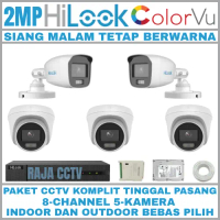 paket cctv hilook 2mp colorvu 8 channel 5 camera turbo hd kamera cctv colorfull