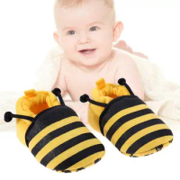 Cute Cartoon Yellow Bee Pattern Newborn Baby Infant Shoes Elastic Band Soft First Walker Baby Shoes