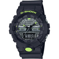 CASIO 卡西歐 G-SHOCK 點陣迷彩LED雙顯錶 送禮首選 GA-800DC-1A