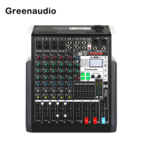 GAX-TXS8 professional 8-channel DJ audio mixer with 24 kinds of DSP 7-band equalizer BT USB MP3 audio stage performance mixer