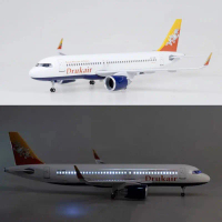 Pesawat Bhutan A320NEO 43CM dengan lampu, model pesawat penumpang penerbangan awam simulasi Airbus A