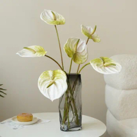 10Pc 3D Printing Anthurium Realistic Artificial Flowers for Home Decor Green Plant Potted Wedding Party Table Flower Arrangement