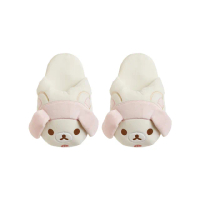 【San-X】拉拉熊 懶懶熊 可愛兔耳系列 絨毛室內拖鞋 牛奶熊(Rilakkuma)