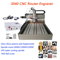 LY3040 3Axis 4Axis CNC Router with Water Tank Lpt USB Port 0.8/1.5/2.2KW Wood Metal Engraver Milling Cutting Drilling Machine