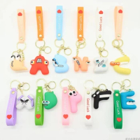 Cute Alphabet Lore Keychain Cartoon 26 Letter Keyring For Men Women Bag Pendant Ornaments Car Keyholder Accessories Friend Gifts