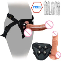 Adult Lesbian Wearable Masturbation TPE Big Dildo Vibrator Male Penis Sex Toys For Woman Strap on Realistic Dildo Pants
