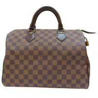 【二手名牌BRAND OFF】LOUIS VUITTON 路易威登 棕色 棋盤格 PVC帆布 Speedy30 手提包 N41364